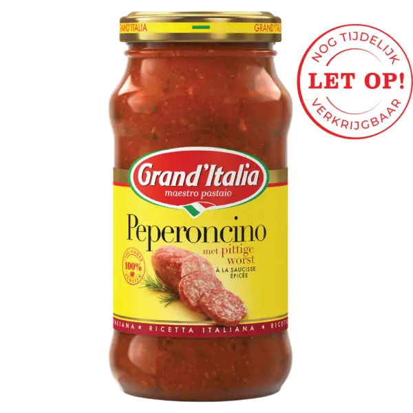 Product pastasaus Peperoncino Grand'Italia - let op