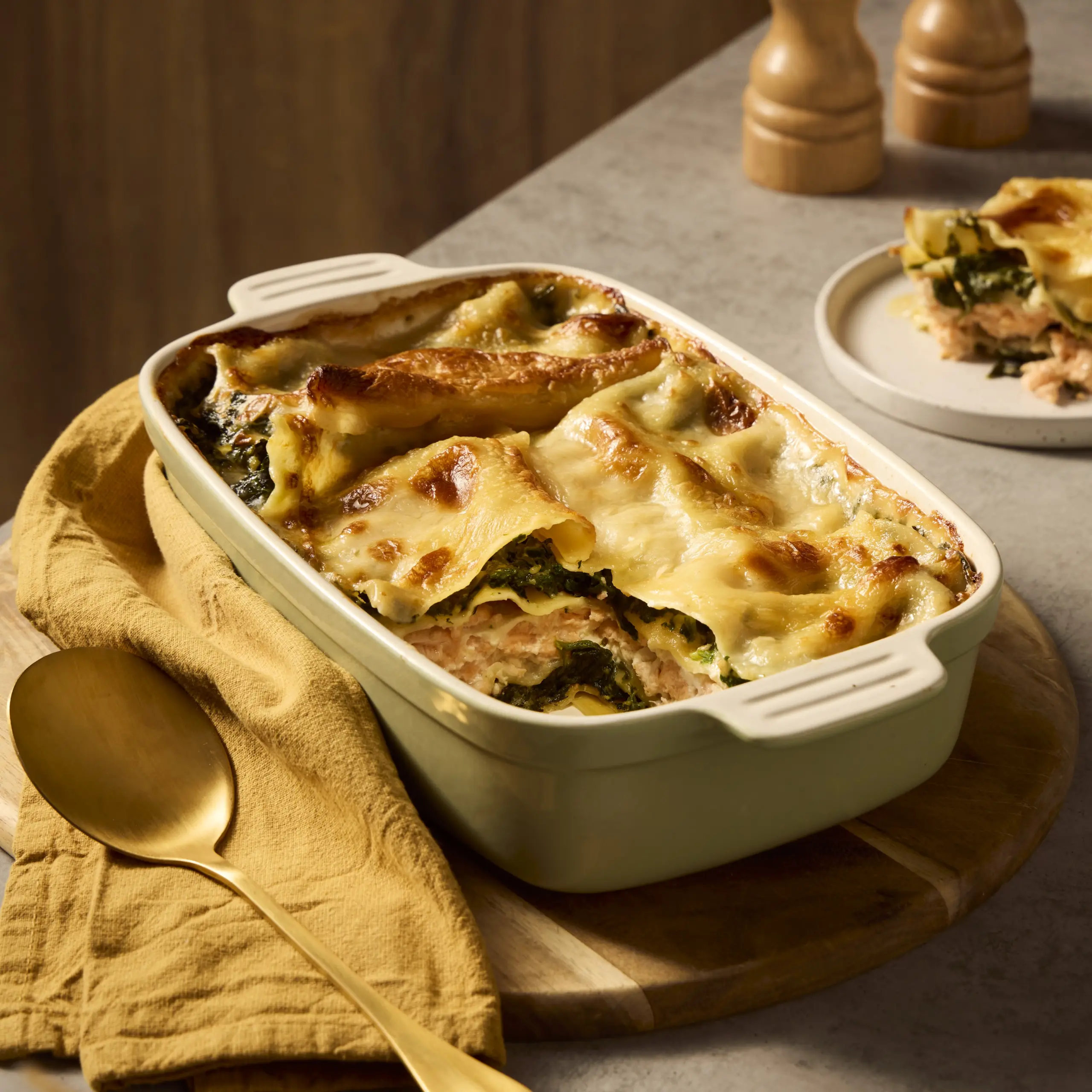 Lasagne met spinazie en zalm