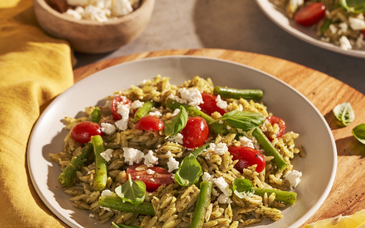 Recept Makkelijke pesto orzo pasta met sperziebonen Grand'Italia