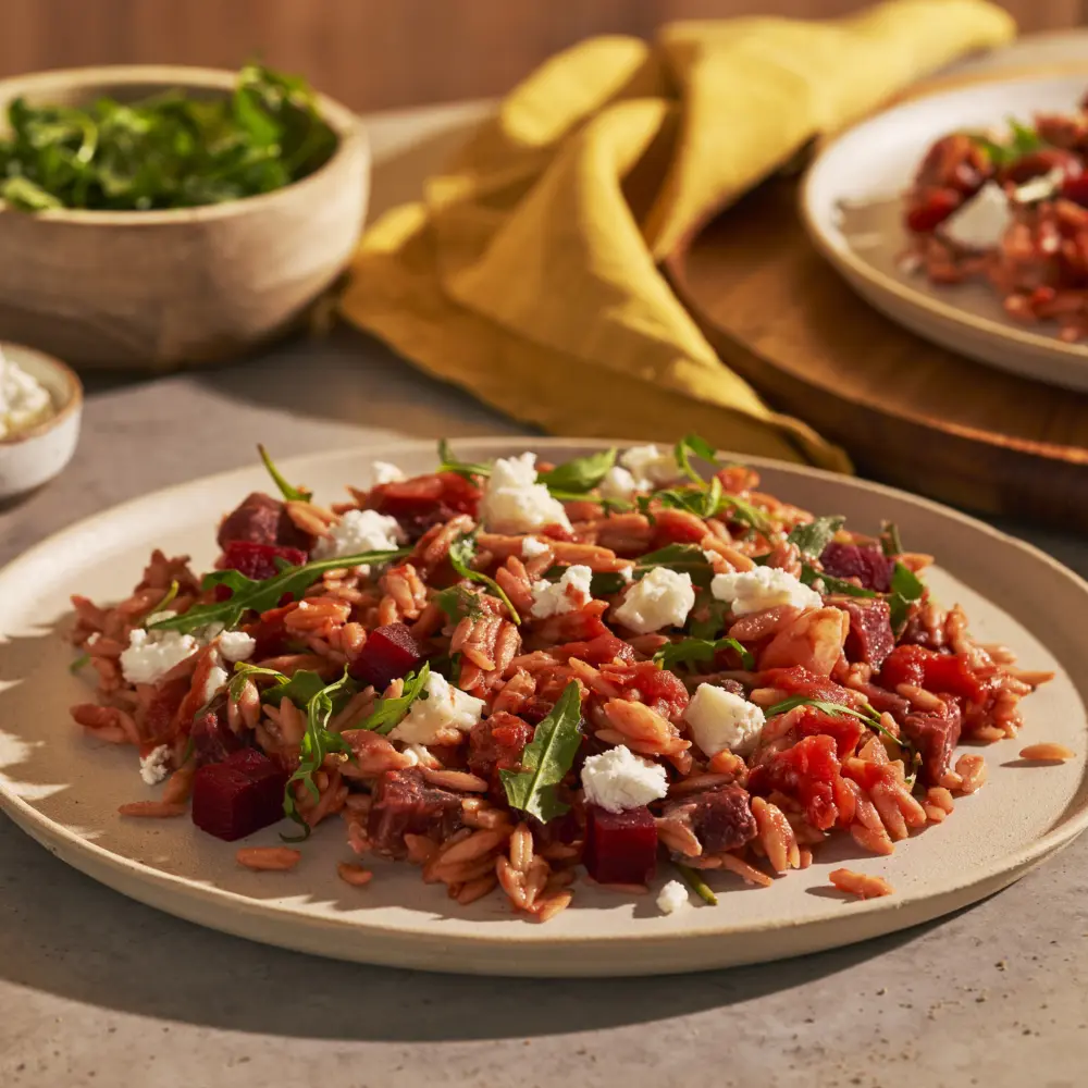 Recept Orzo risotto met Sugocasa, rode biet en geitenkaas Grand'Italia