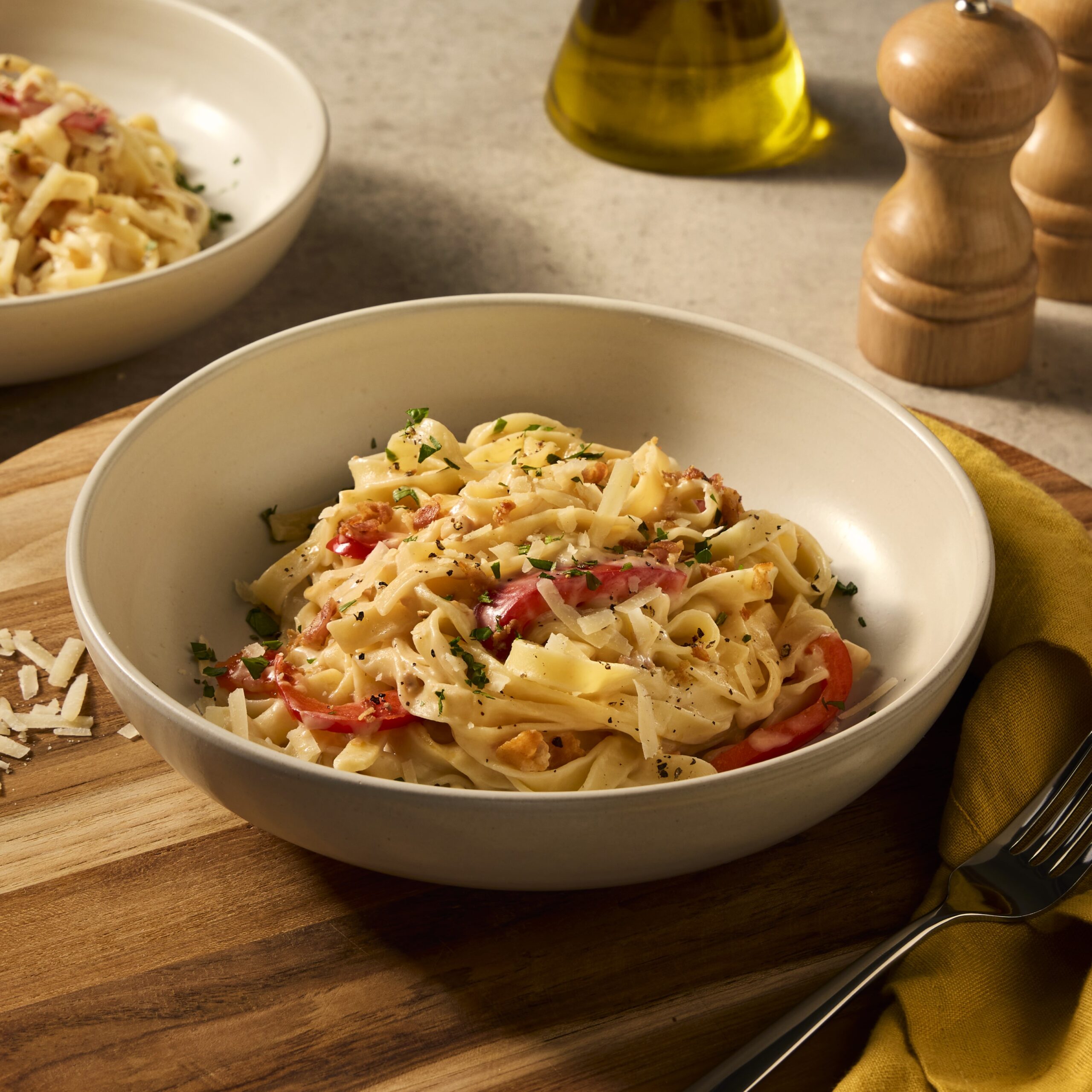 Pasta carbonara met paprika