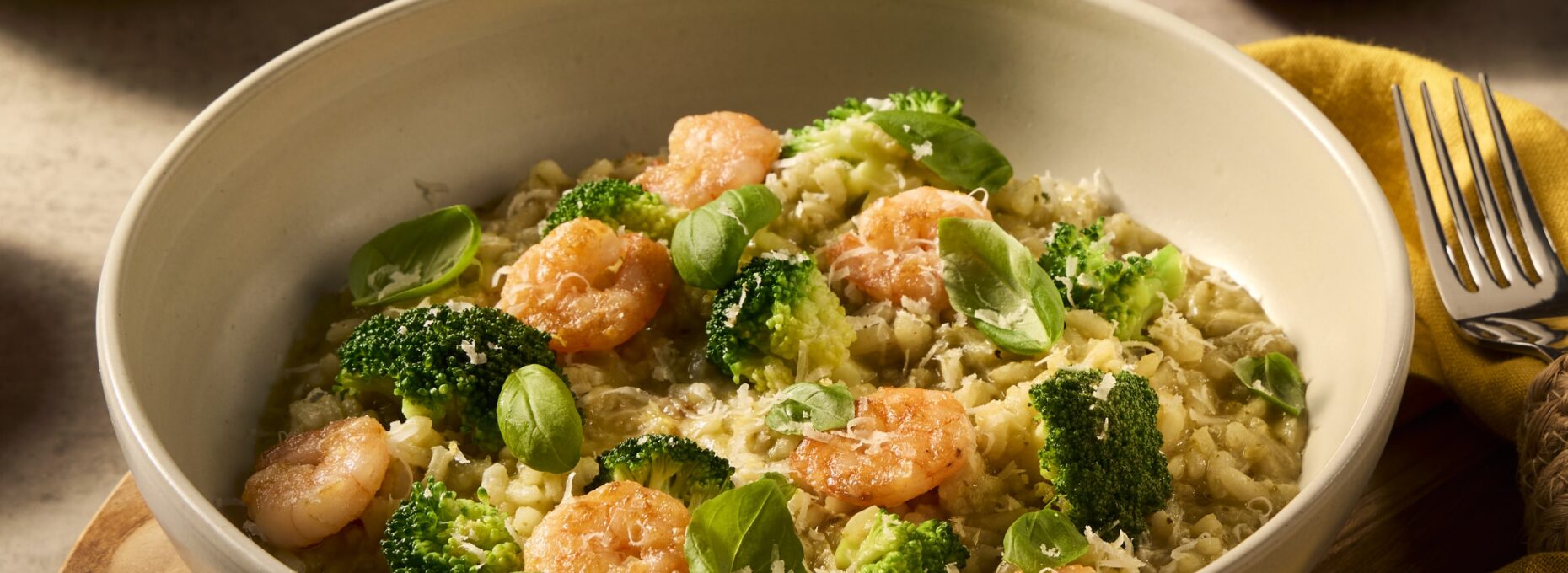 Recept Romige risotto met pesto en garnalen Grand'Italia