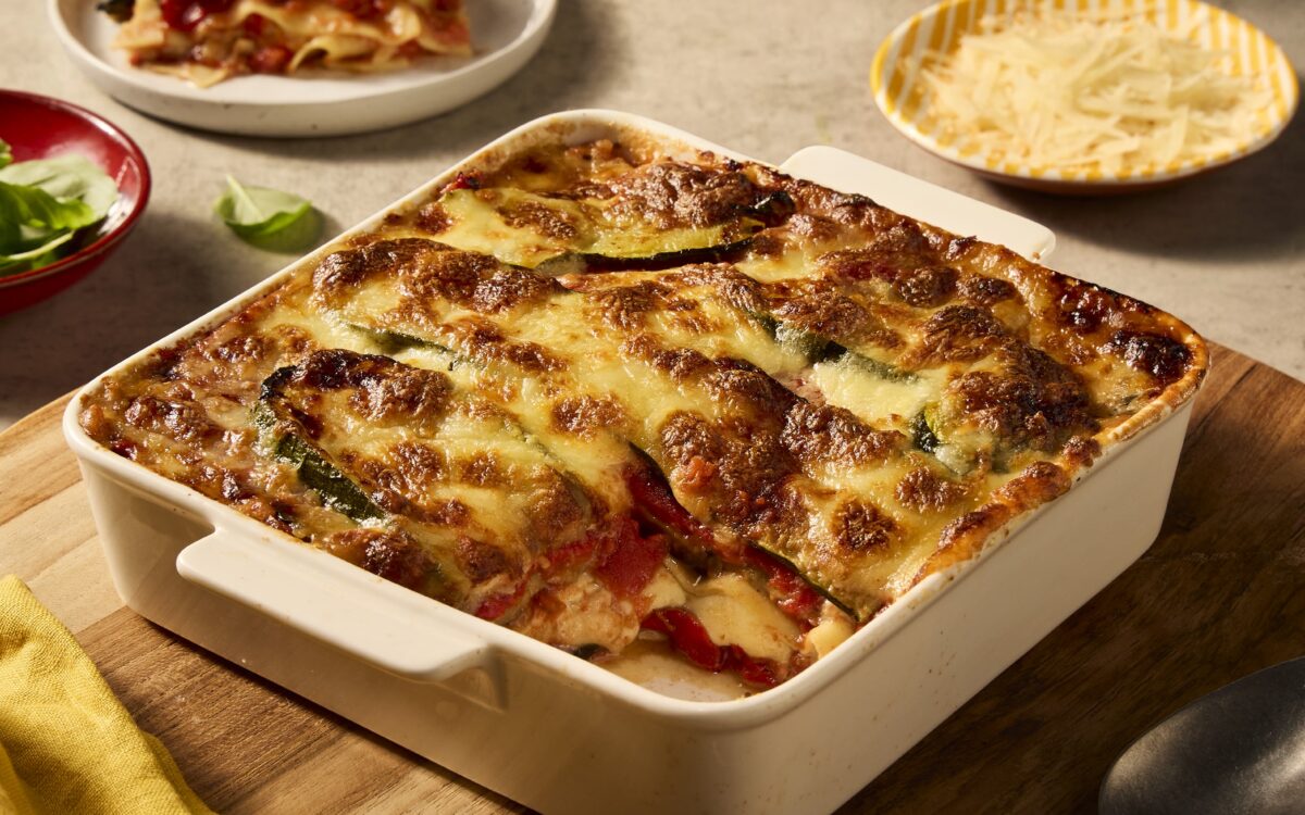Recept Vegetarische lasagne met aubergine, courgette en mozzarella Grand'Italia
