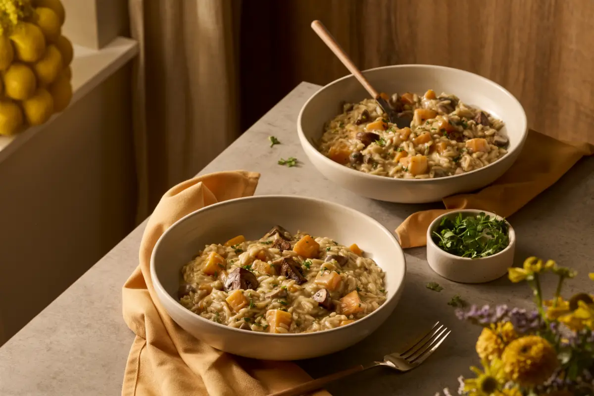 Recept Volkoren Orzotto met Funchi Porcini en pompoen Grand'Italia