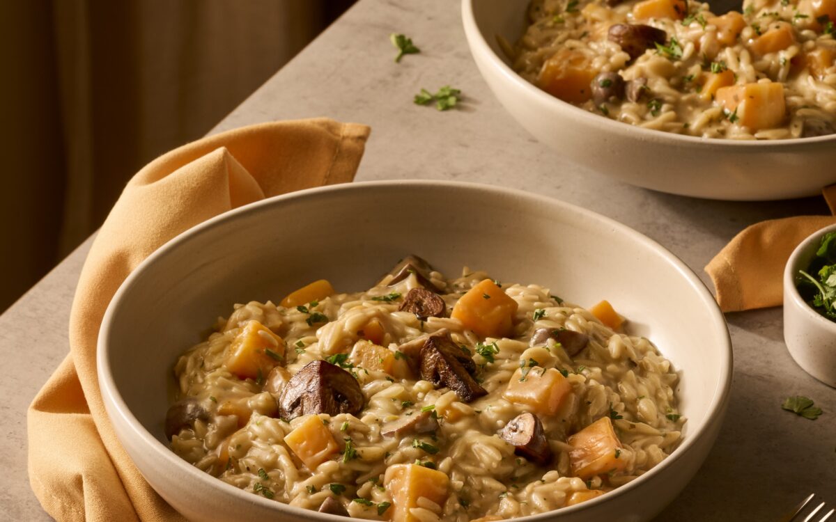 Recept Volkoren orzotto met pompoen en kastanjechampignons Grand'Italia