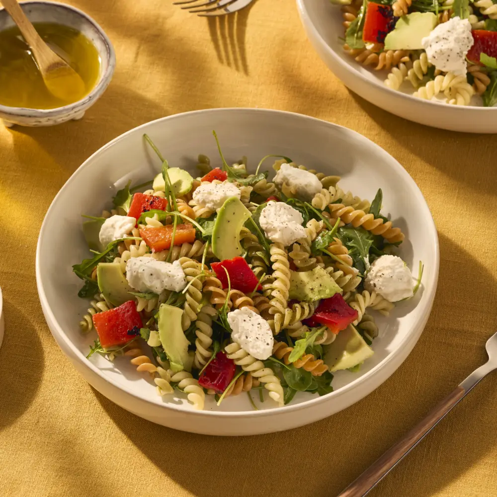 Recept pastasalade met ricotta, avocado en gegrilde paprika Grand'Italia