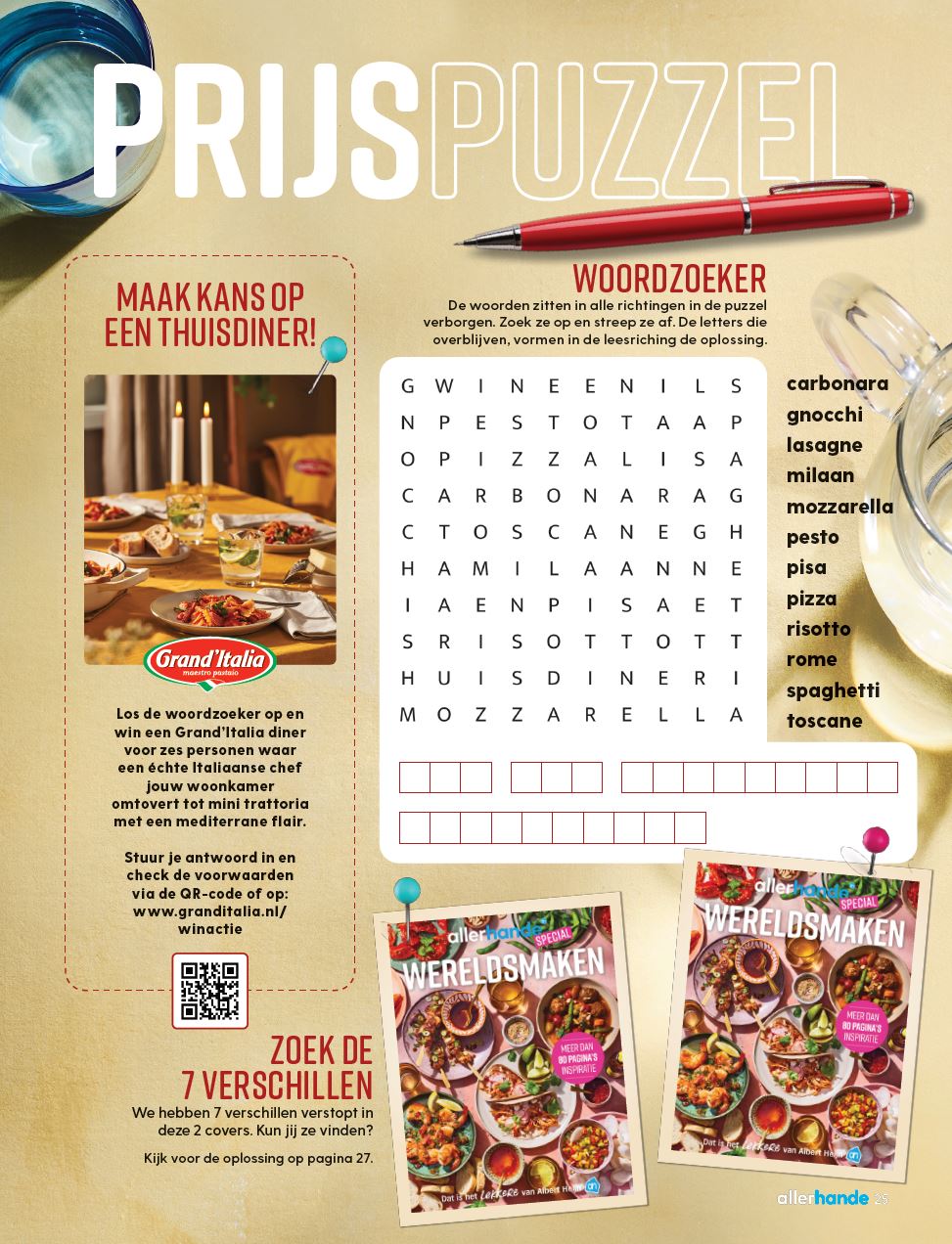 Grand'Italia woordzoeker winactie x Allerhande