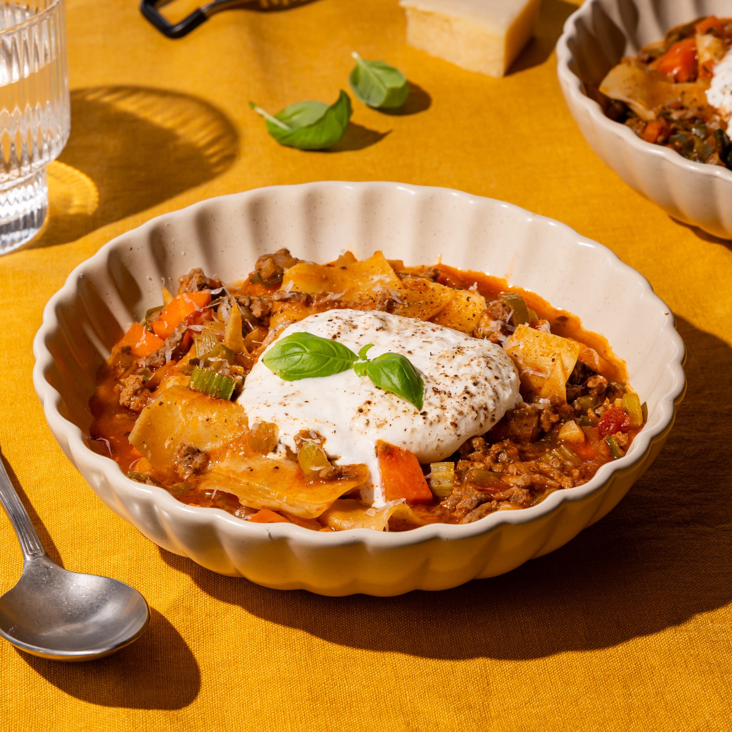 Lasagne soep met burrata
